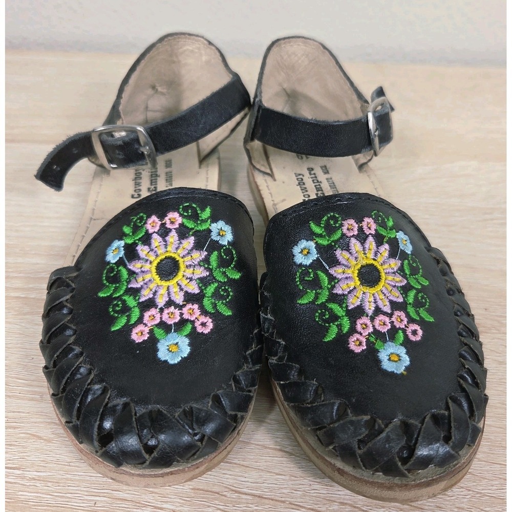 Cowboy Empire Floral Embroidered Leather Huarache Sandals Kids US 12.5 Mexico 19